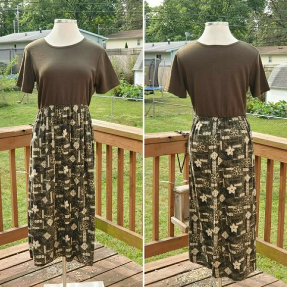 💥BLACK FRIDAY BOGO FREE EVERYTHING💥 LARGE Vintage 90s Olive Green Maxi Dress - Picture 1 of 3